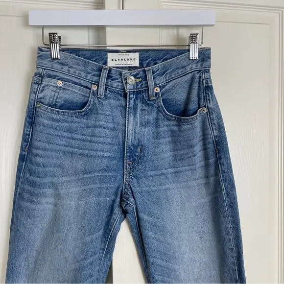 SLVRLAKE Sophie Straight Jeans All or Nothing Wash Mid Rise 100% Cotton Sz 24